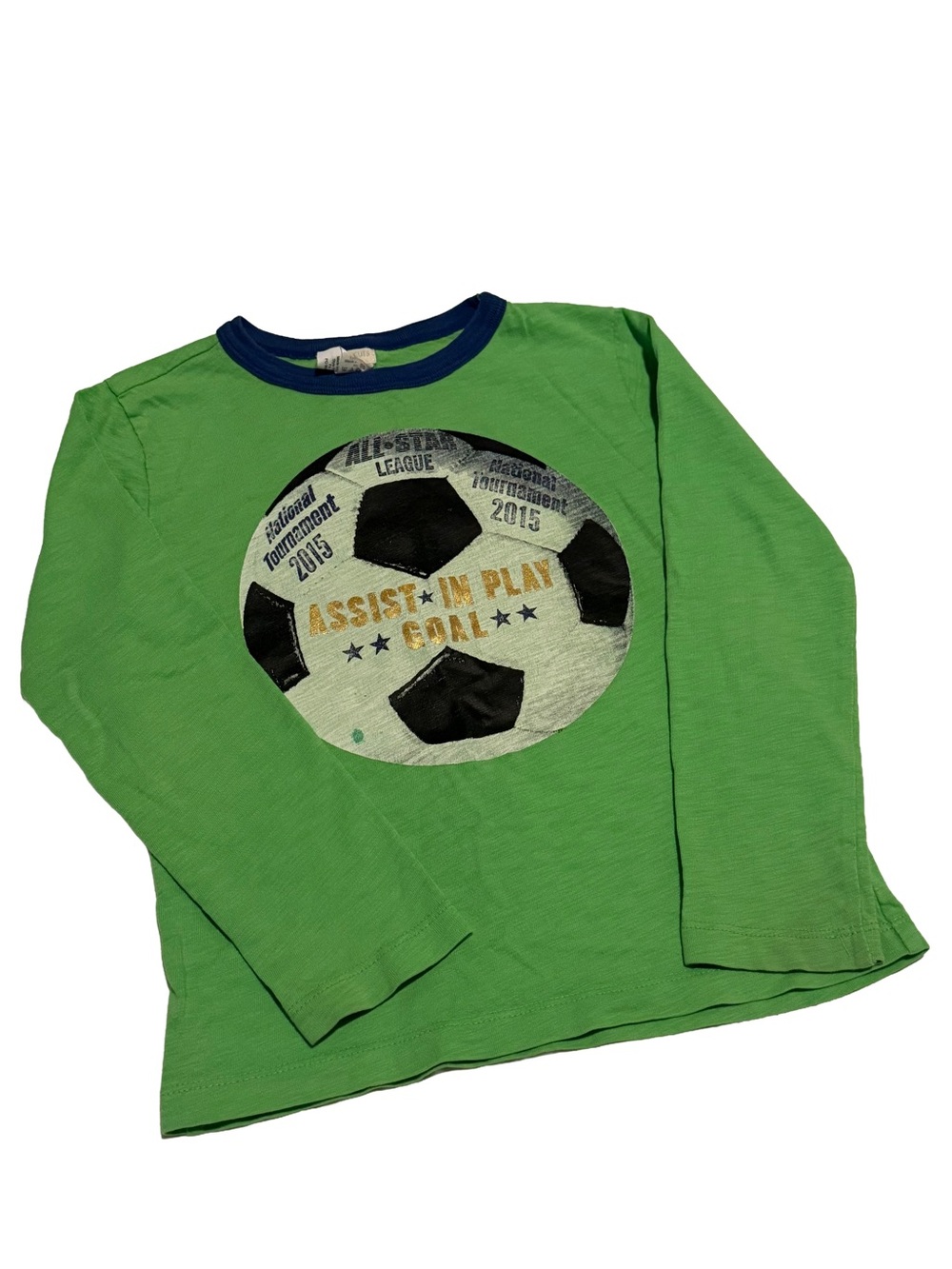 Crewcuts Green Soccer Graphic Long-Sleeve Tee with Navy Trim